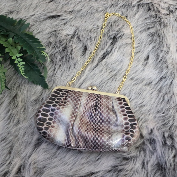 Handbags - Faux Snake Skin Clutch Wristlet